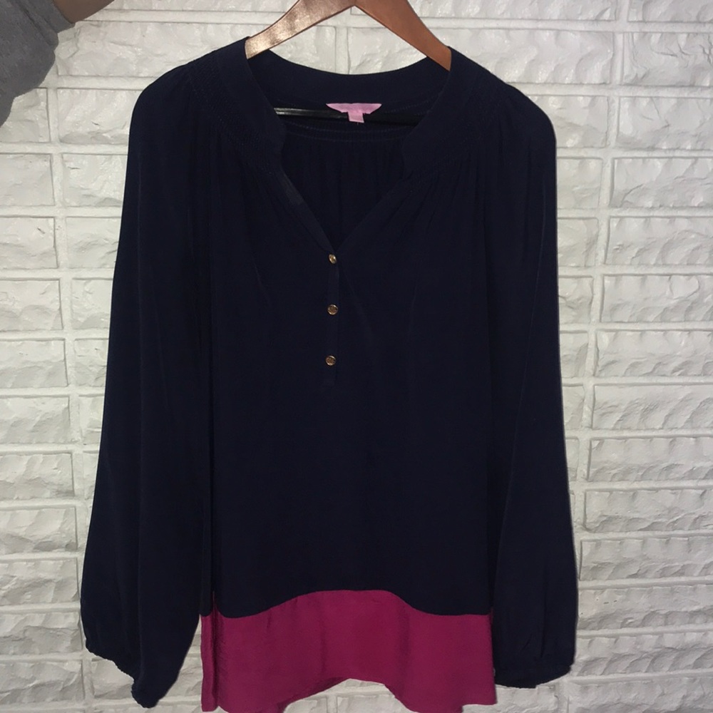 Lily Pulitzer Elsa Top Navy and Pink